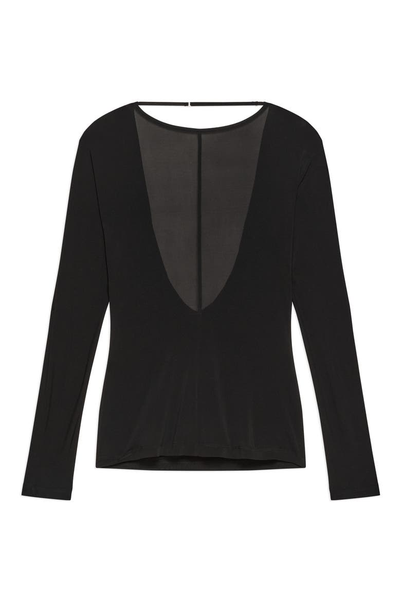 Cowl Back Long Sleeve Top, Alternate, color, BLACK