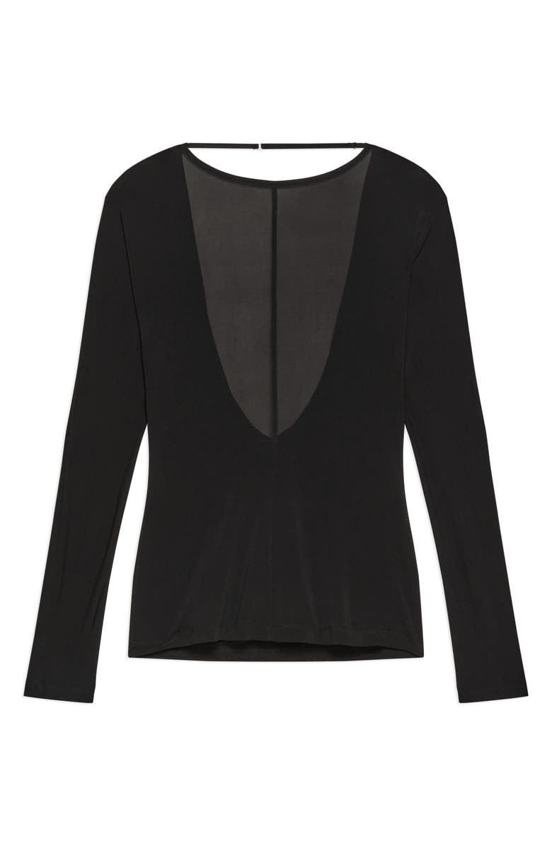 Helmut Lang Cowl Back Long Sleeve Top, Alternate, color, Black