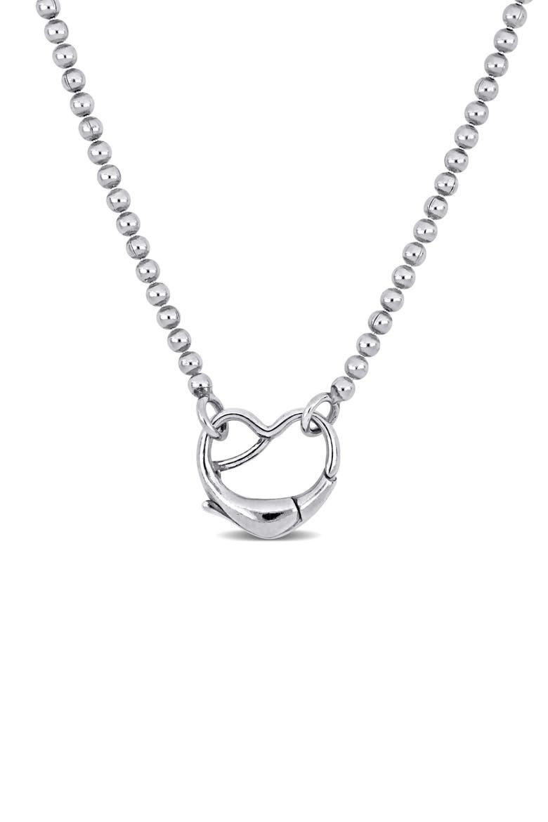 Heart Bead Link Necklace, Main, color, SILVER