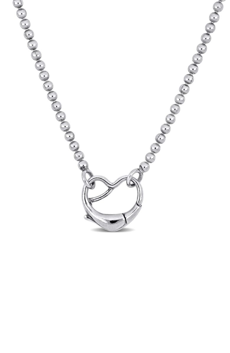 DELMAR Heart Bead Link Necklace, Main, color, Silver