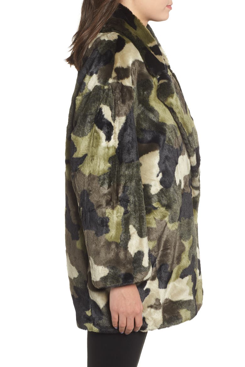 Camo Print Faux Fur Coat, Alternate, color, CAMO