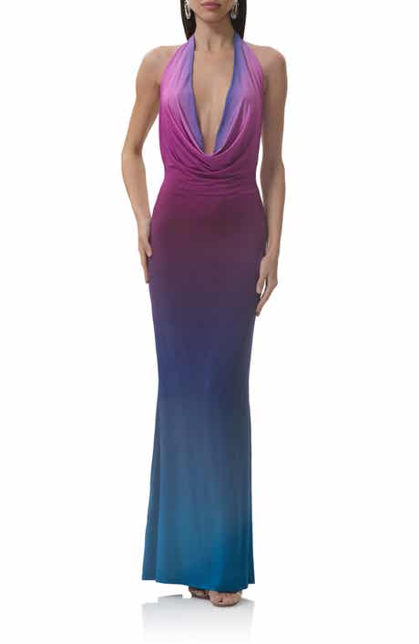 AFRM Imade Plunge Halter Neck Ombré Maxi Dress