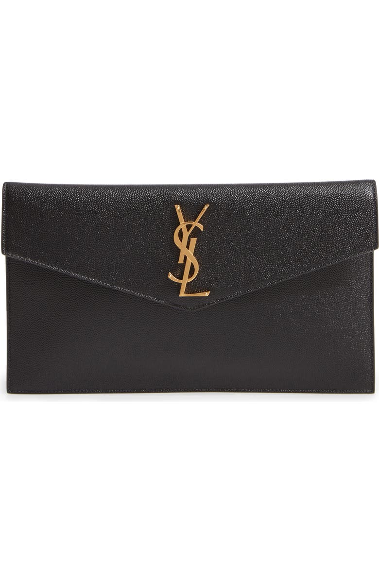 Saint Laurent Uptown Calfskin Leather Envelope Clutch, Main, color,