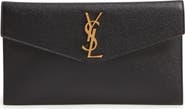 Saint Laurent Uptown Calfskin Leather Envelope Clutch