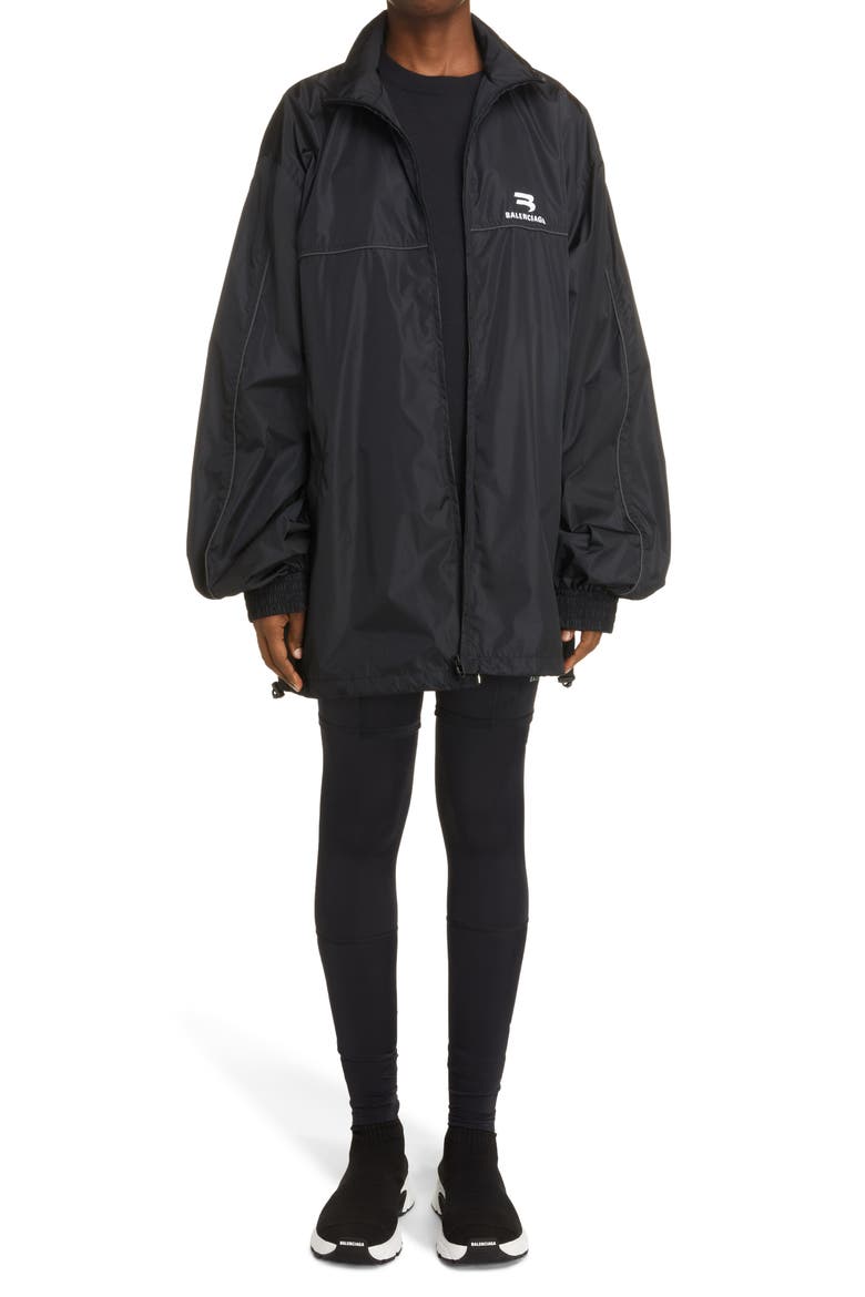 Logo Water Resistant Rain Jacket, Alternate, color, BLACK