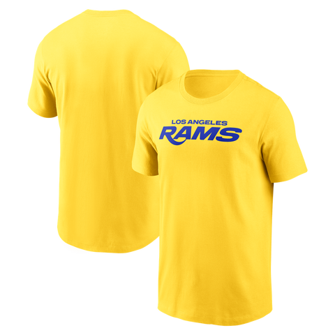Men's Nike Gold Los Angeles Rams Primetime Wordmark Essential T-Shirt