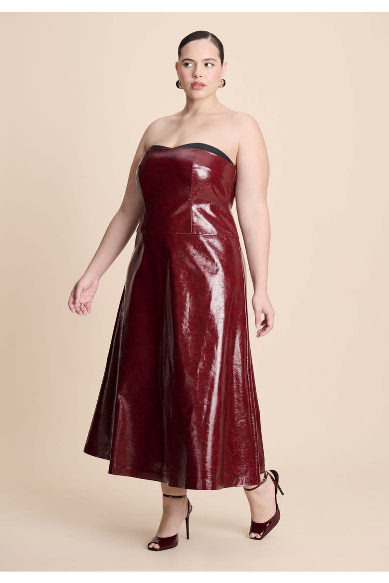 Textured Faux Leather Dress With Cup Detail, Alternate, color, POMEGRANATE