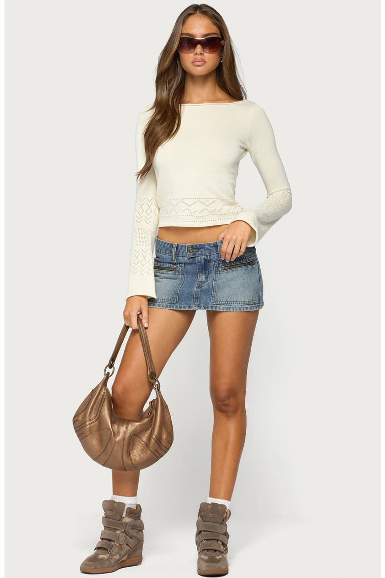 Maple Pointelle Knit Long Sleeve Top, Alternate, color, CREAM