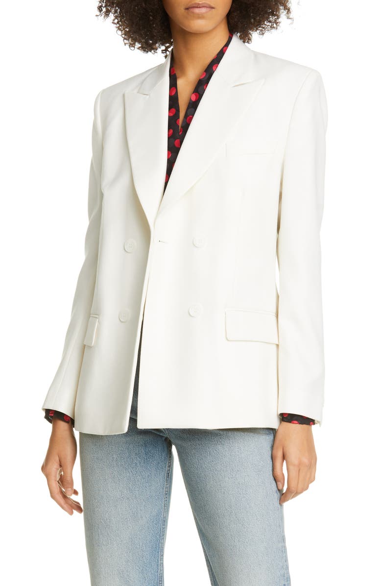 Re/Done '40s Tailored Silk Blouse, Main, color,