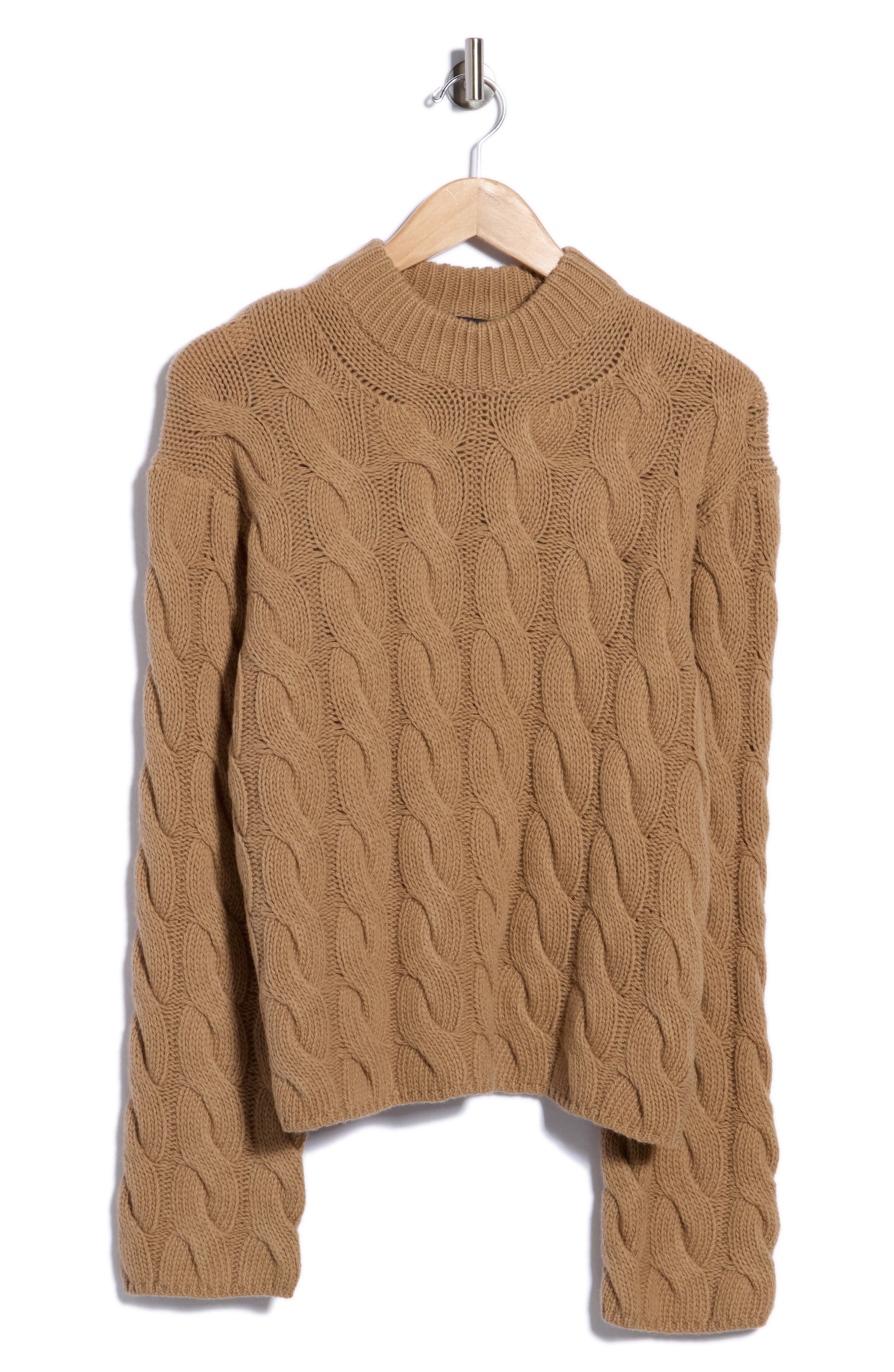 Wool Blend Cable Knit Pullover Sweater