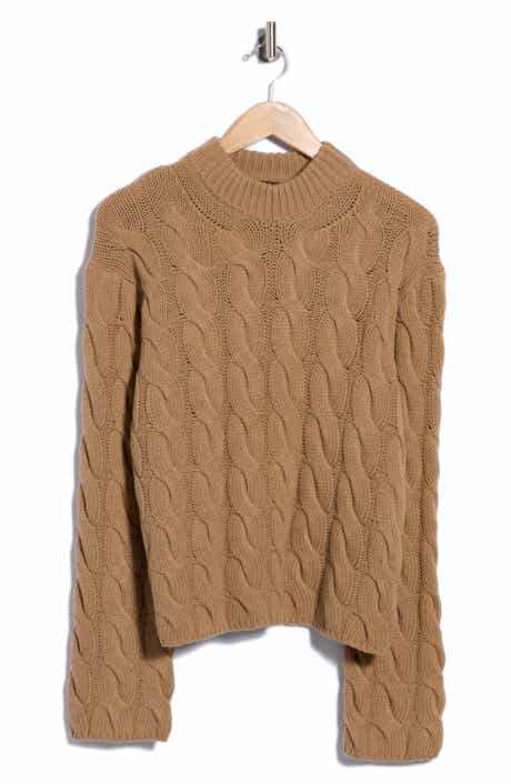 Wool Blend Cable Knit Pullover Sweater