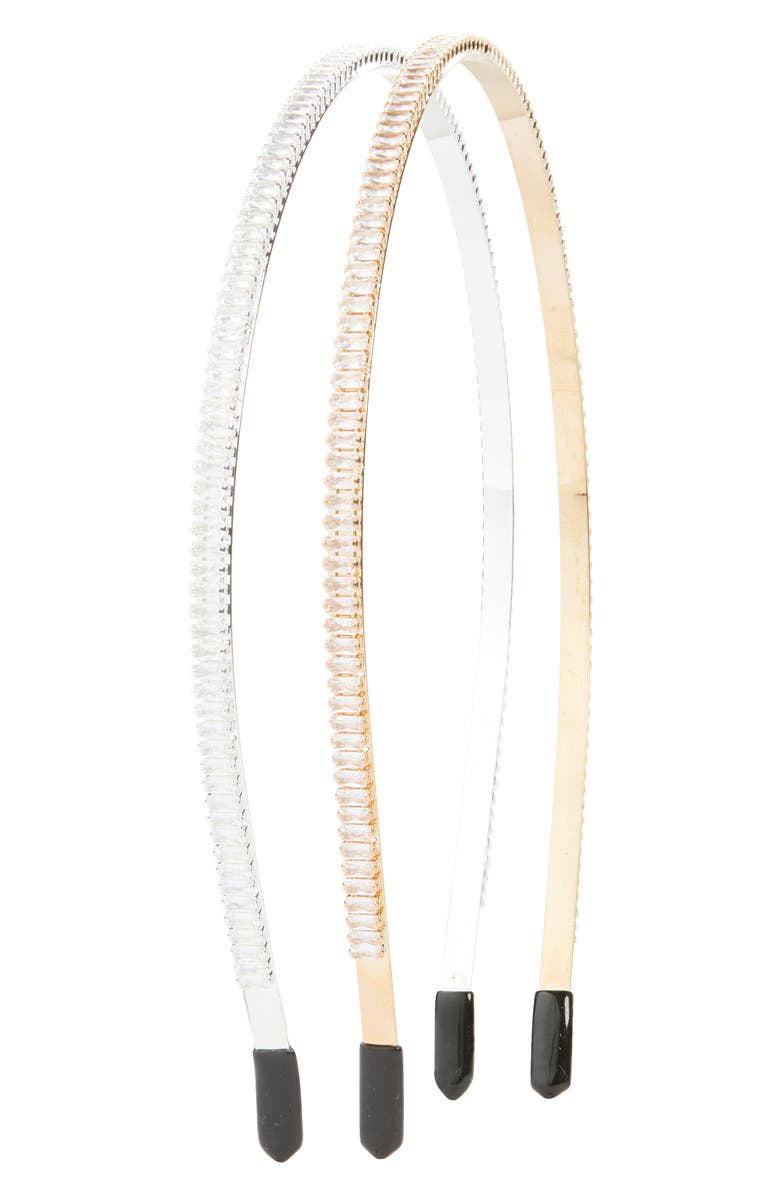 Tasha 2-Pack Crystal Headbands, Main, color, Gold/Slv