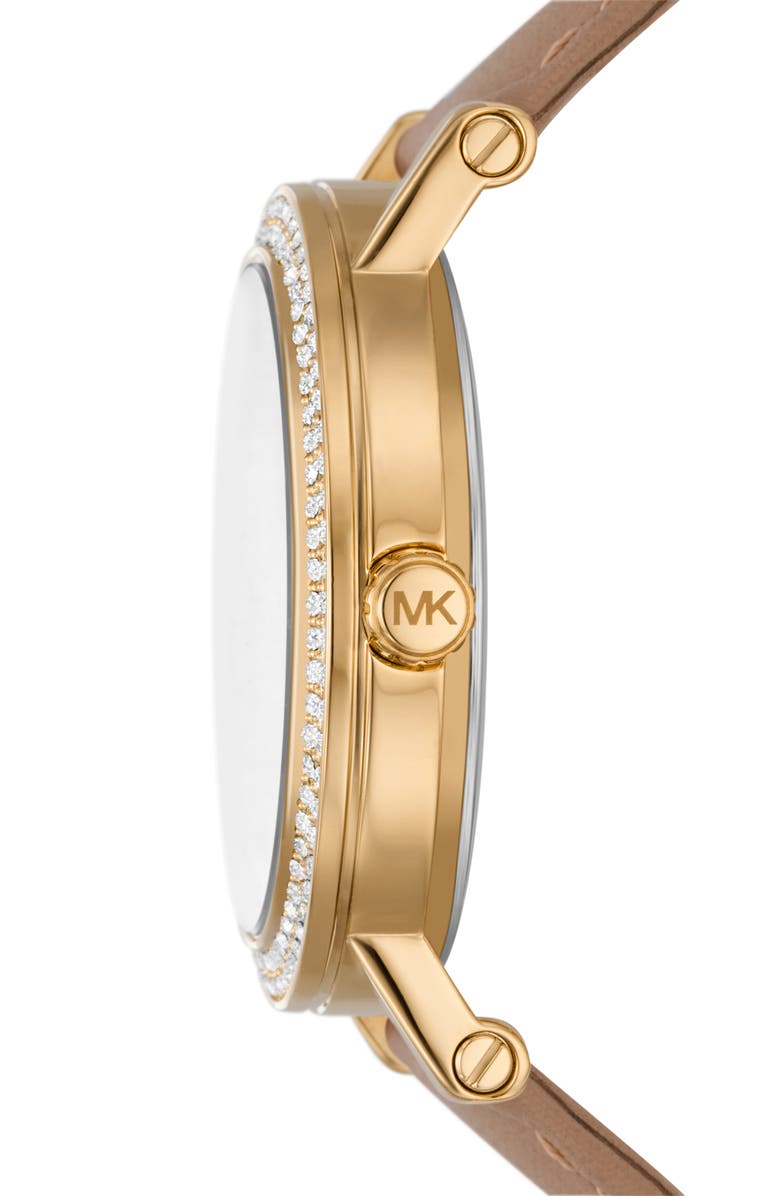 Michael Kors Corey Leather Strap Watch, 28mm, Alternate, color, 