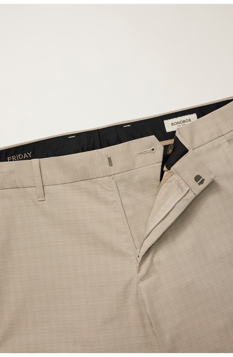 Bonobos Weekday Warrior Check Flat Front Stretch Cotton Pants, Alternate, color, Friday Khaki Small Glen Check