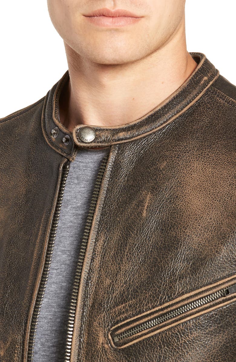 Frye Calfskin Leather Racer Jacket, Alternate, color, 