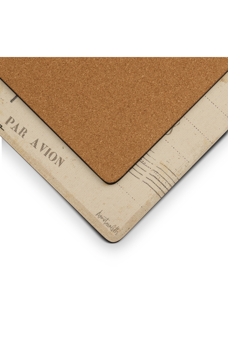 Postcard Sketches Set of 4 Cork Back Placemats, Alternate, color, Multi