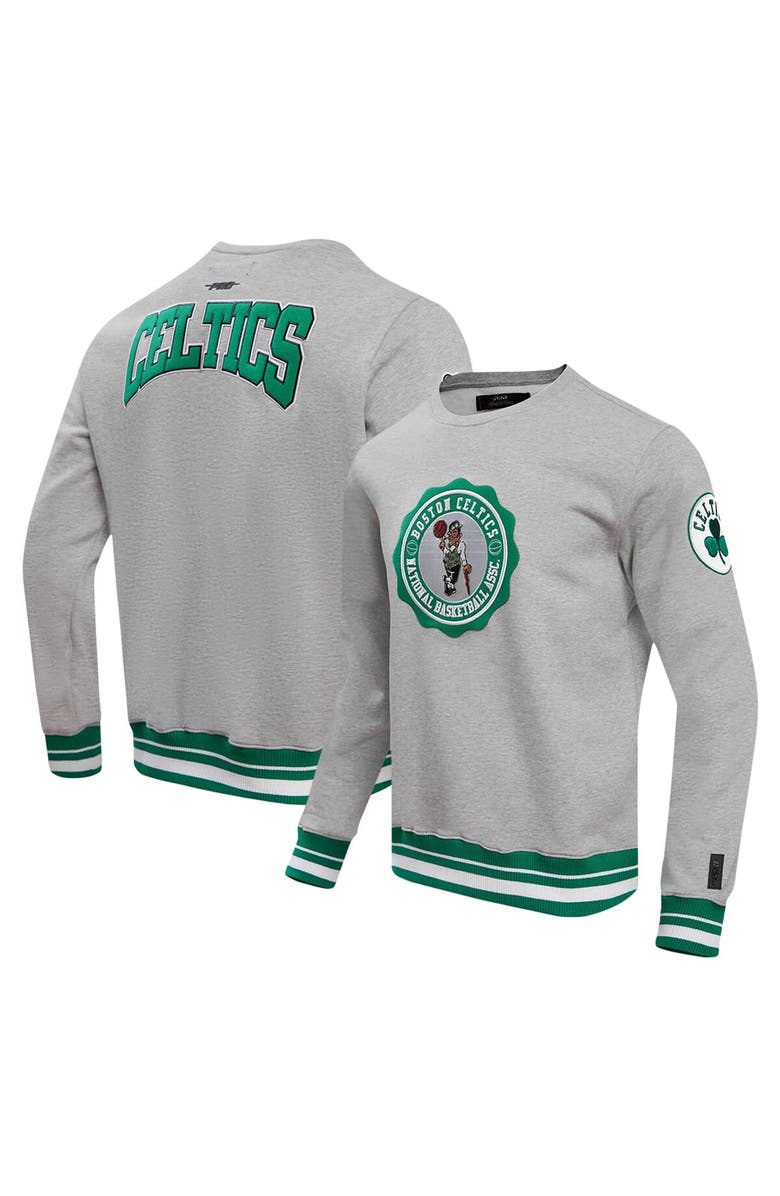 PRO STANDARD Men's Pro Standard Heather Gray Boston Celtics Crest Emblem Pullover Sweatshirt, Main, color, 