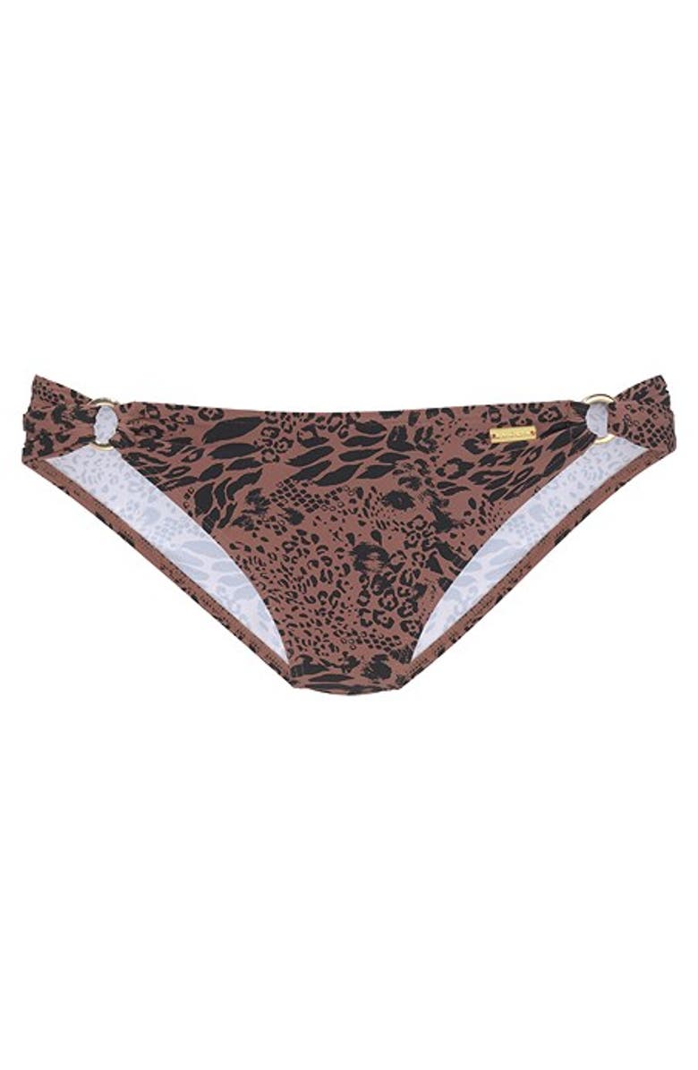 LASCANA Ring Detail Leopard Print Bikini Bottom, Alternate, color, Brown Print