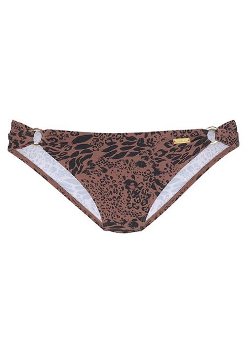 Lascana Ring Detail Leopard Print Bikini Bottom In Brown