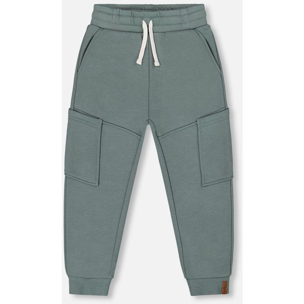 DEUX PAR DEUX DEUX PAR DEUX LITTLE BOY'S FRENCH TERRY SWEATPANTS WITH SIDE POCKETS GRAYISH TEAL