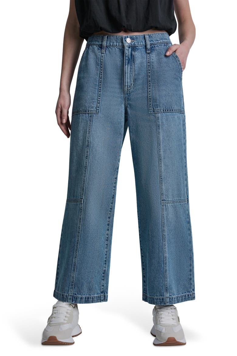 High Waist Ankle Wide Leg Utility Jeans, Main, color, WATERFALL
