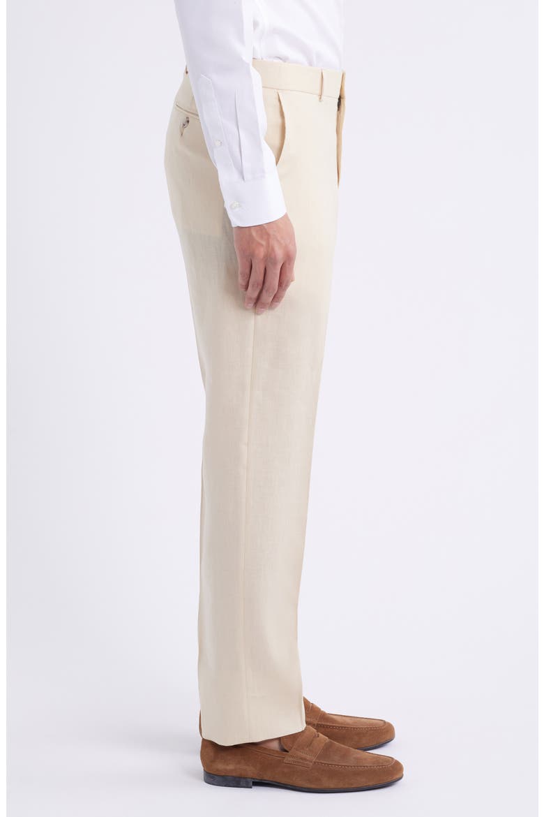 Flat Front Linen Pants, Alternate, color, BUTTER
