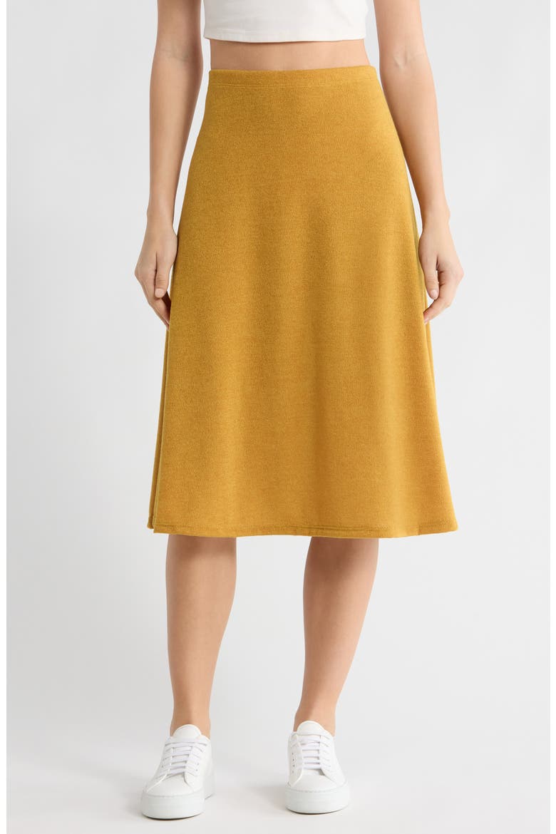 Flared Midi Skirt, Main, color, MUSTARD
