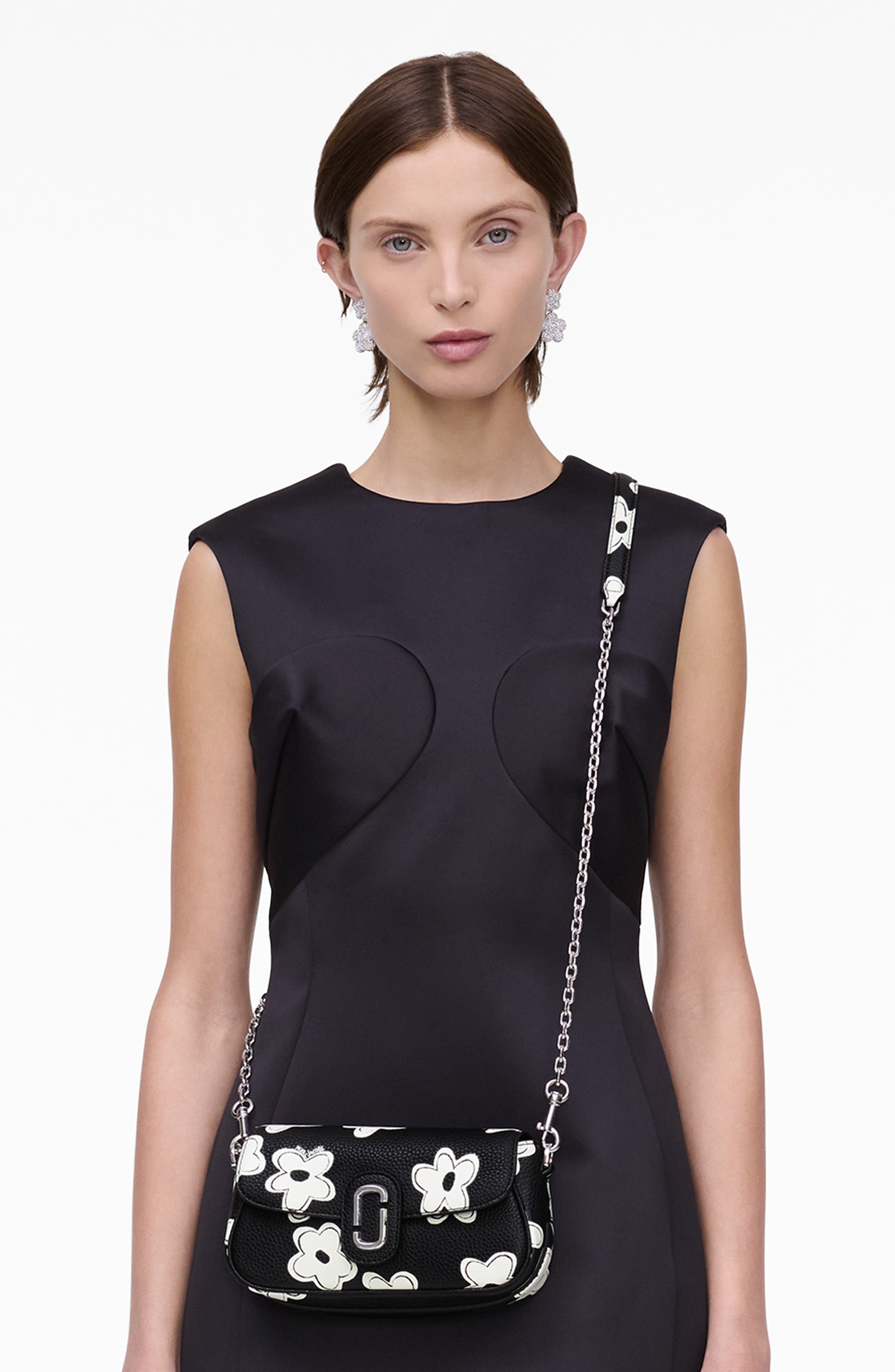 Marc Jacobs The Clover Floral Leather Shoulder Bag, Alternate, color, 