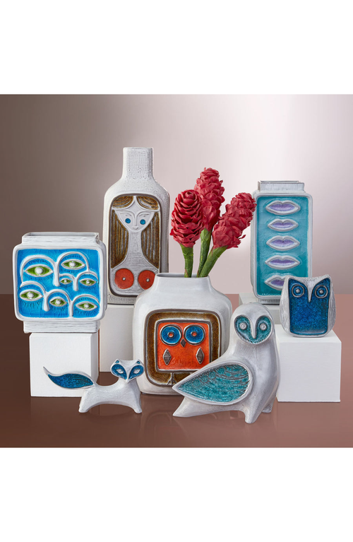 Jonathan Adler Glass Menagerie Fox Sculpture In White/turquoise