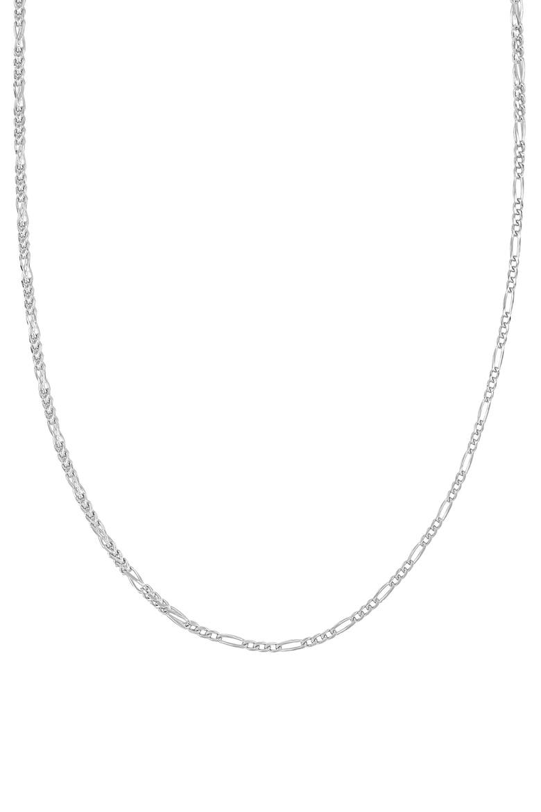 Men's 14K Gold Box Figaro Chain Necklace, Main, color, 14K WHITE GOLD