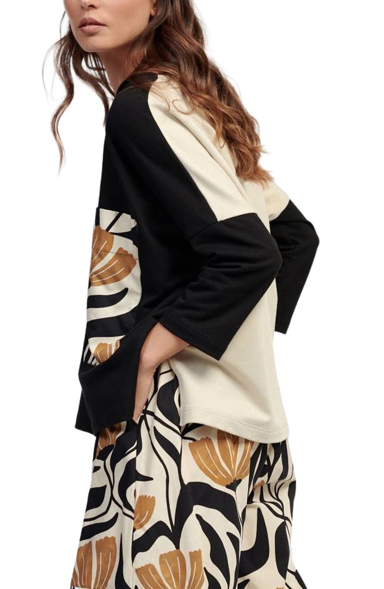 Alembika Boxy tee with contrast tulip print patch pocket, Alternate, color,