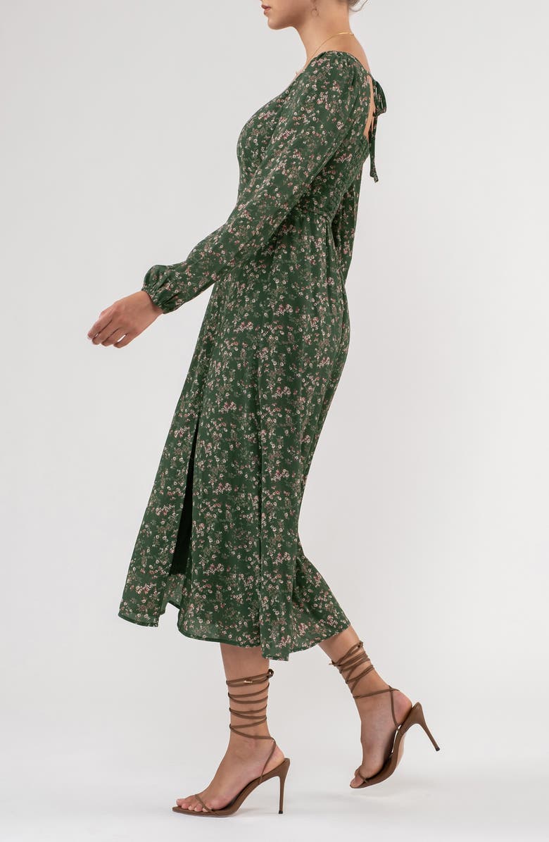 AUGUST SKY Floral Long Sleeve Midi Dress, Alternate, color, 