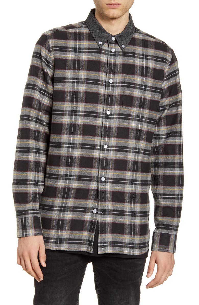 WeSC Olavi Plaid Button-Down Flannel Shirt, Alternate, color, 