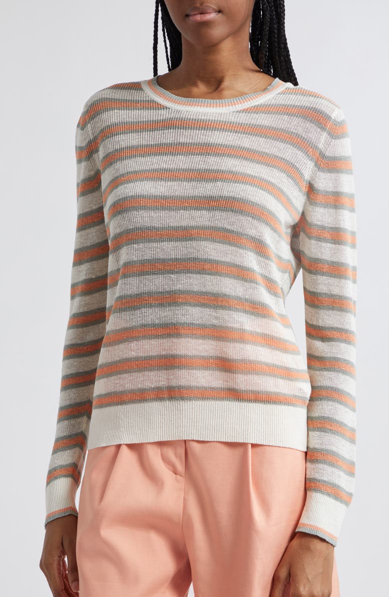 Veronica Beard Magellan Stripe Linen Blend Sweater, Alternate, color, Natural Multi