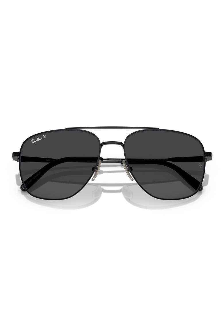 59mm Polarized Square Sunglasses, Alternate, color, BLACK