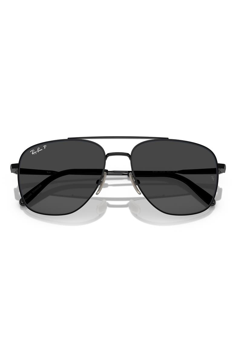 Ray-Ban 59mm Polarized Square Sunglasses, Alternate, color, Black