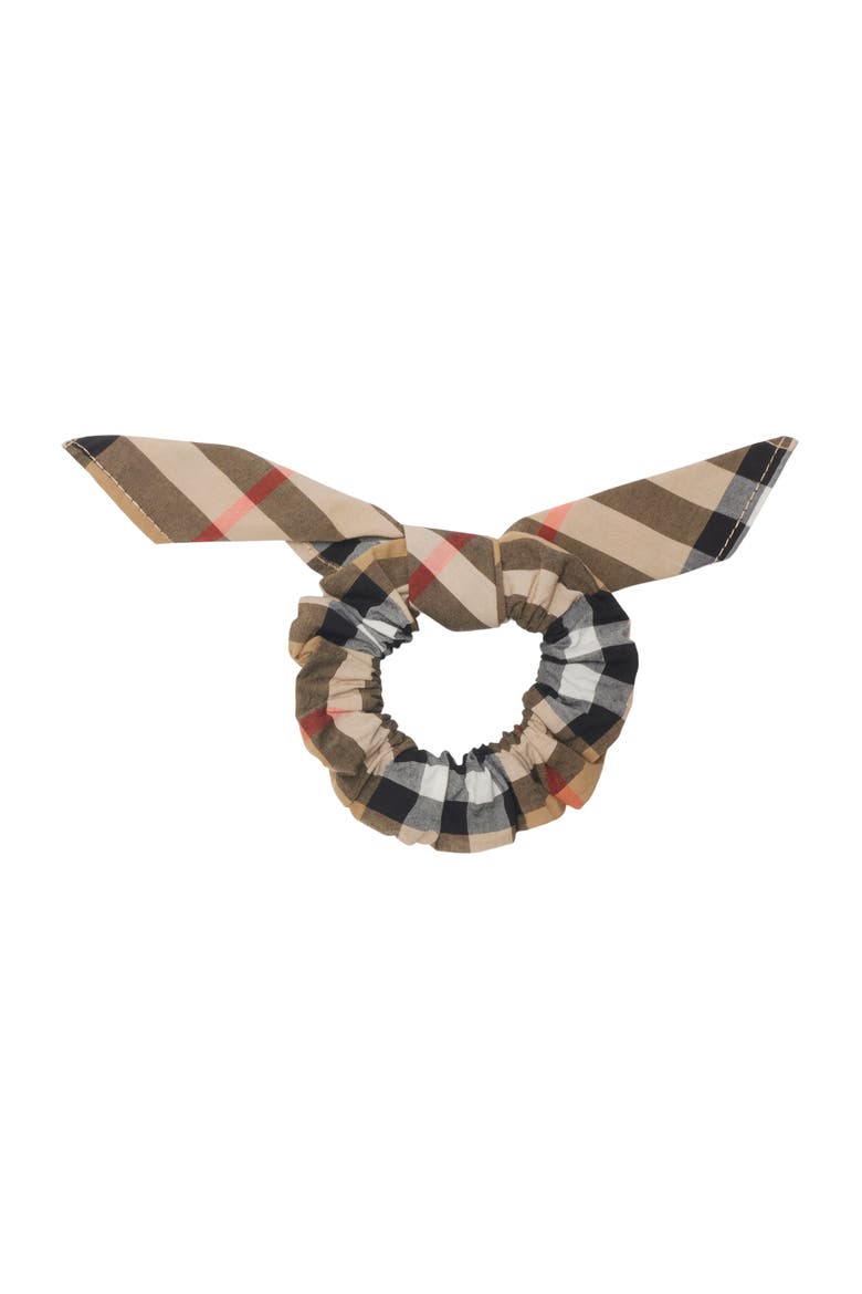 Check Cotton Scrunchie, Main, color, Sand beige