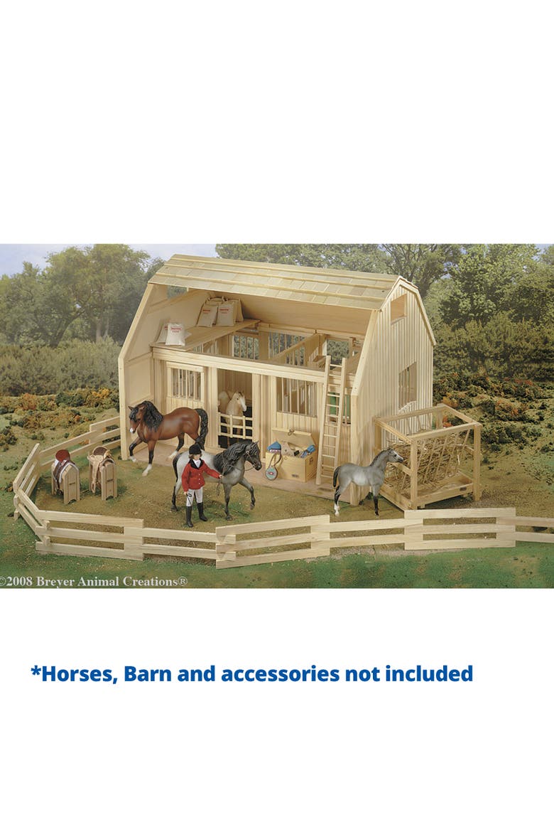 Horses Traditional Wood Corral Fencing Accessory Toy, Alternate, color, Off-White