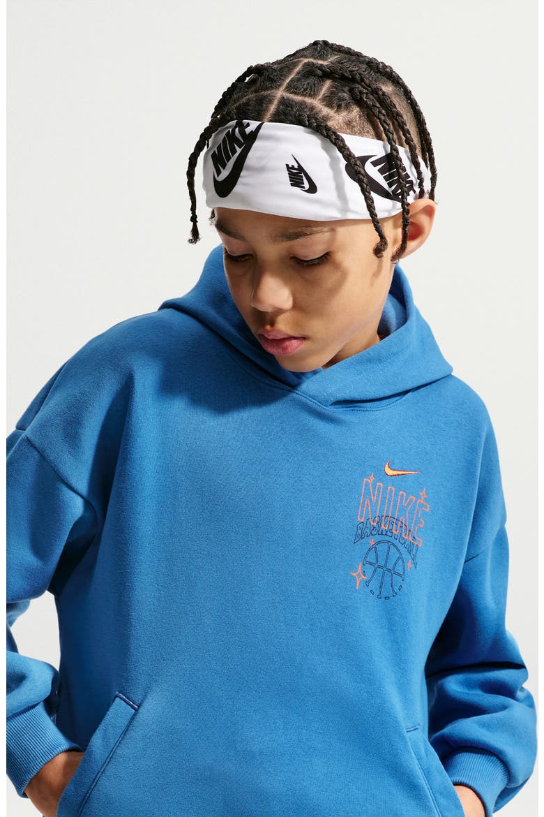 Kids' Basketball Oversize Hoodie, Alternate, color, STAR BLUE/ TURF ORANGE