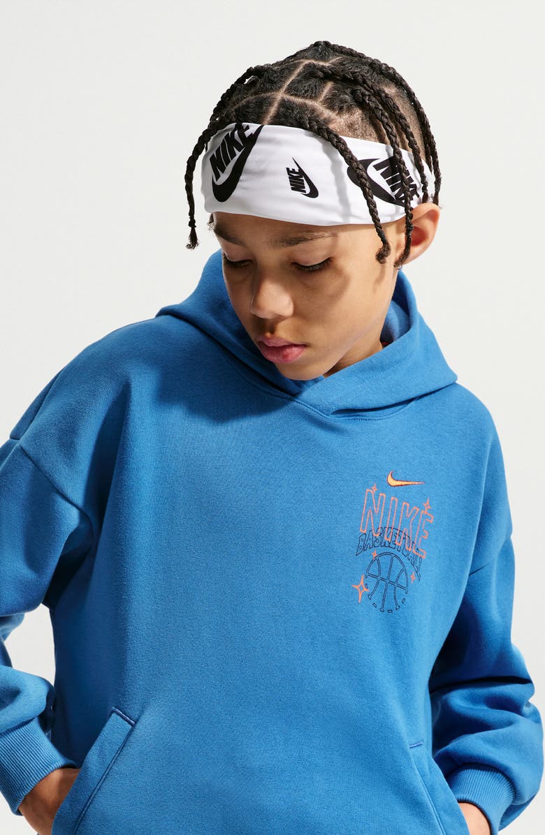 Nike Kids' Basketball Oversize Hoodie, Alternate, color, Star Blue/ Turf Orange