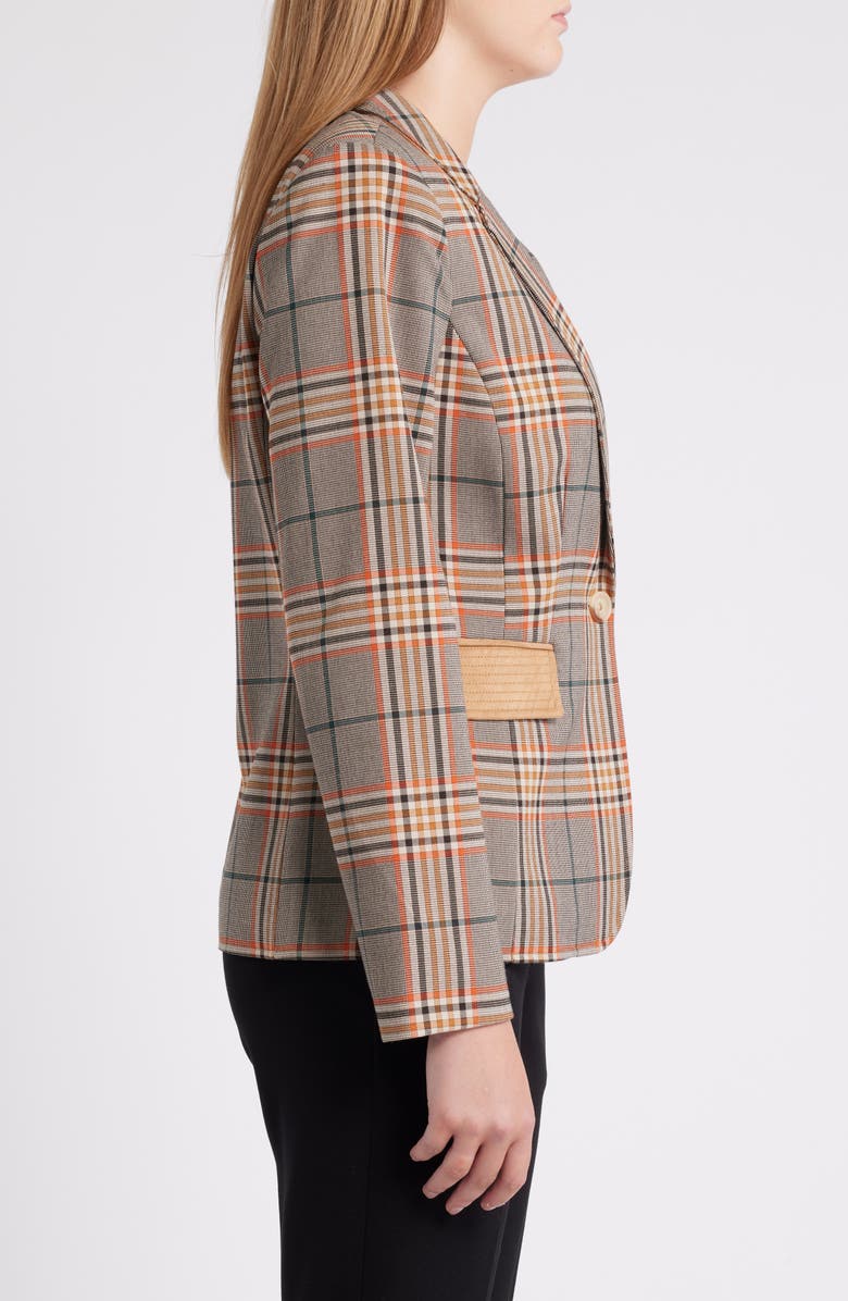 Tahari ASL Faux Suede Trim Plaid Jacket, Alternate, color,