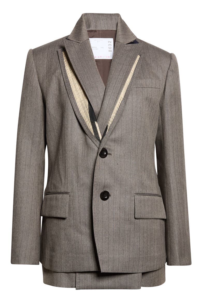 Layered Deconstructed Herringbone Jacket, Main, color, BROWN
