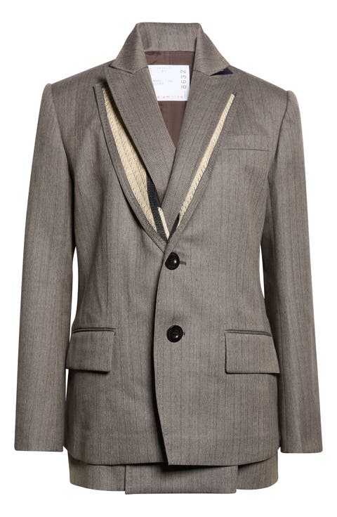 Layered Deconstructed Herringbone Jacket