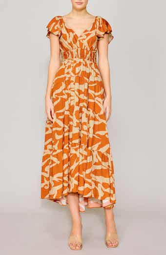 Printed Smocked Waist Maxi Sundress