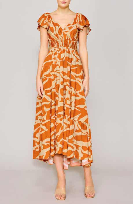 Printed Smocked Waist Maxi Sundress