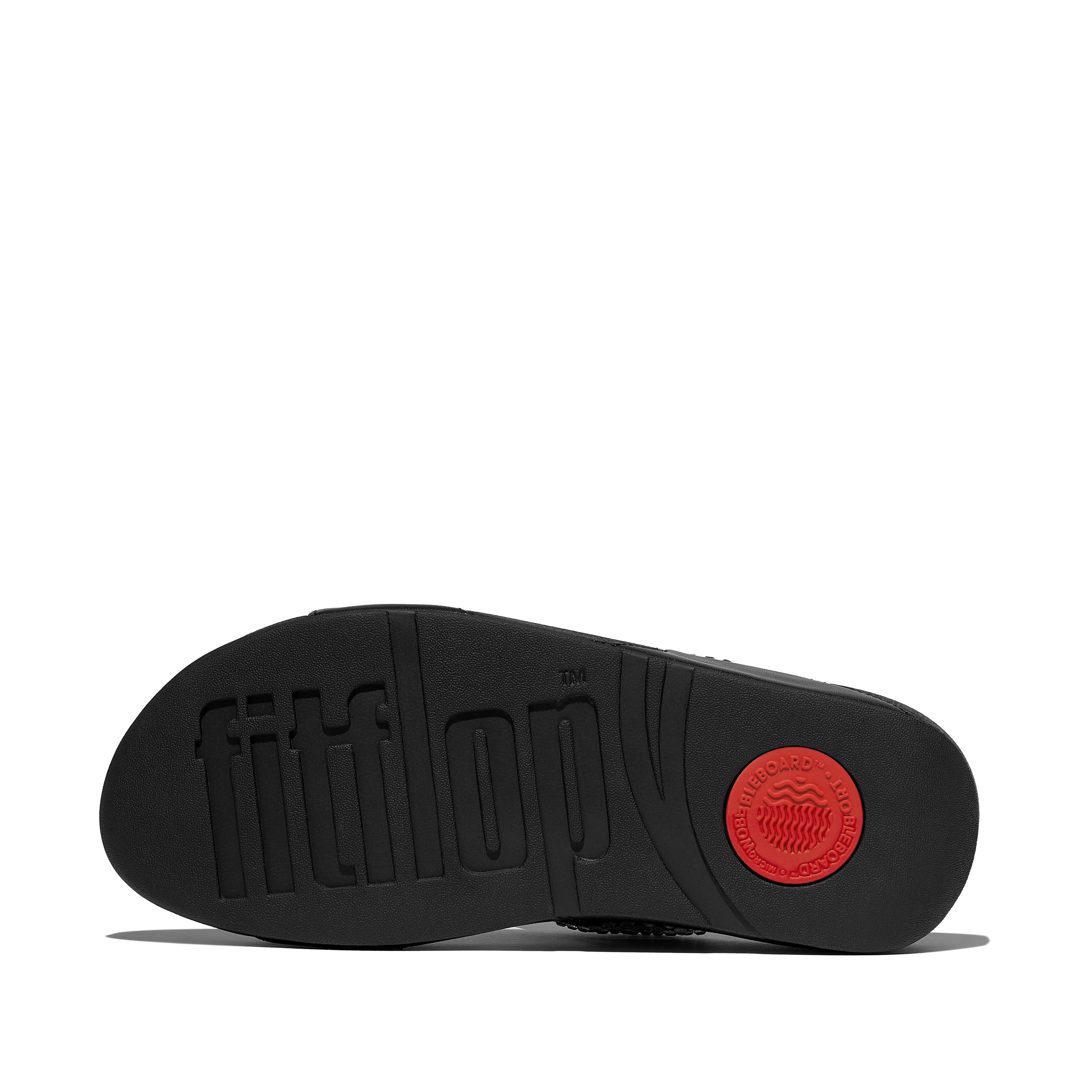 FitFlop Lulu Maxi-crystal two-bar slides, Alternate, color, Black