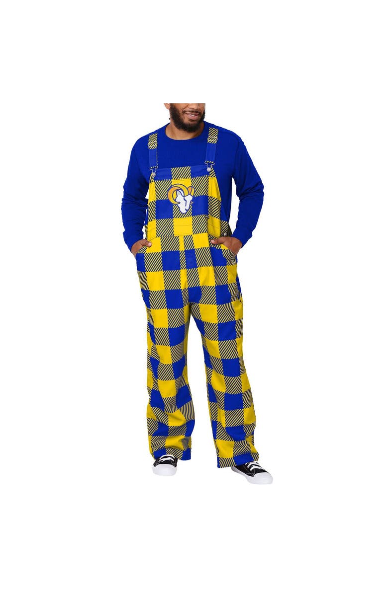 FOCO Men's FOCO  Royal Los Angeles Rams Big Logo Plaid Overalls, Main, color, 