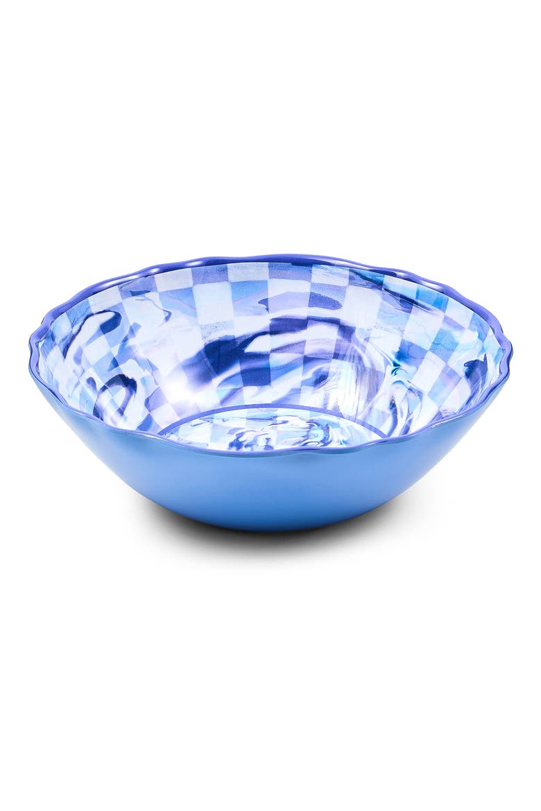 Blue Marble Check Melamine Serving Bowl, Main, color, BLUE