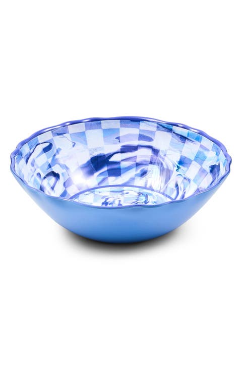Blue Marble Check Melamine Serving Bowl