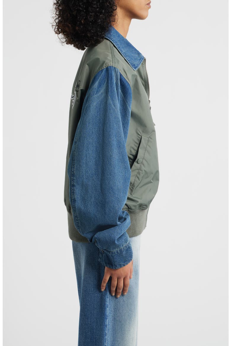 Mixed Media Flight Jacket, Alternate, color, FIELD GRAY